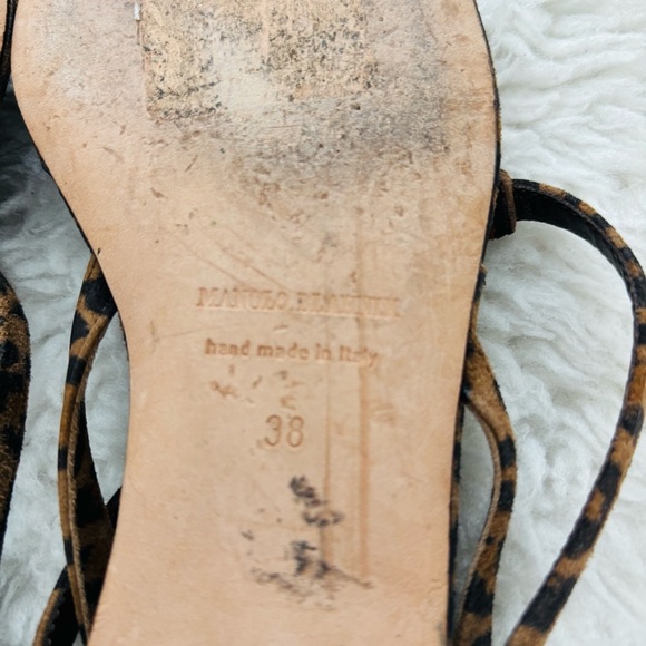 Manolo Blahnik Leopard Suede Leather Thong Flat Sandals size 38 US 7 - Picture 16 of 16